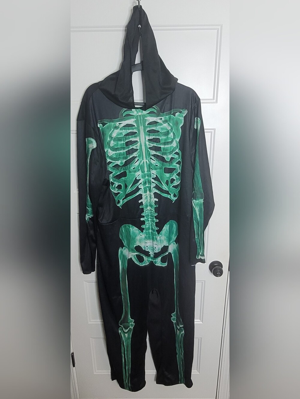 Halloween Costume black hooded Glow In The Dark skeleton jumpsuit Size Plus